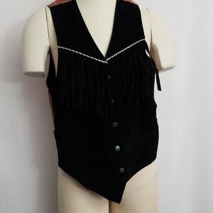Vintage 80s Et Vous Suede Fringed Vest sz 2 Medium